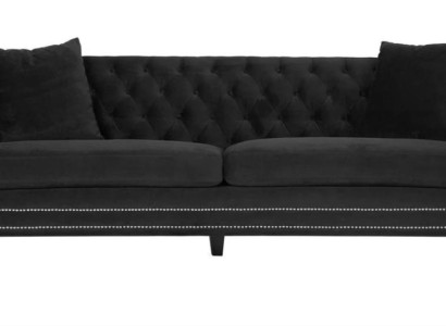 Luxus Schwarze Stoffcouch Dreisitzer Polster Möbel Hotel Wohnzimmer Praxis Samt